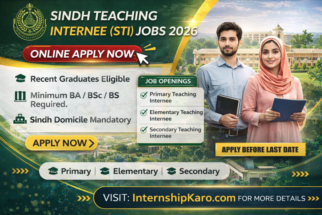 Sindh Teaching Internee STI Jobs 2026 - Apply Online through Sindh Jobs Portal